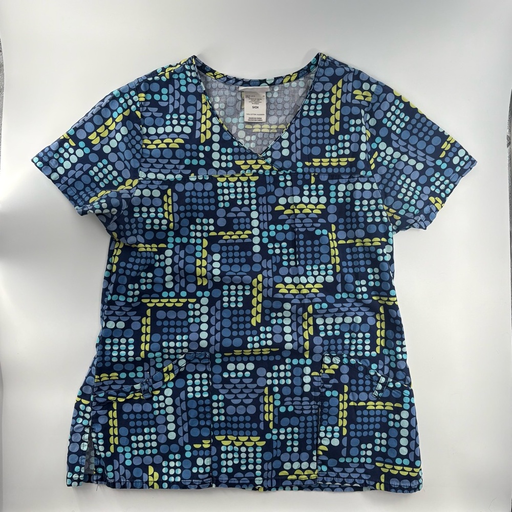 Scrubstar Blue Polka Dot Scrub Top